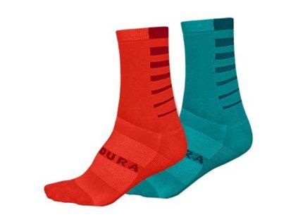 ENDURA ponožky COOLMAX STRIPE 2P green/pink (one size)